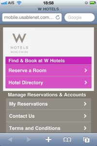 W (Starwood) mobile site