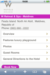 W (Starwood) mobile site